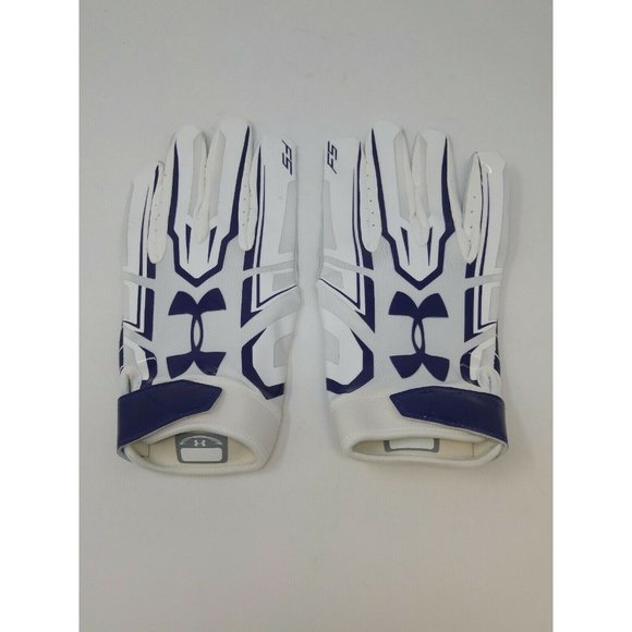 New Under Armour Men's White/White/Purple WR Football Gloves - Size 2XLarge - Picture 1 of 4